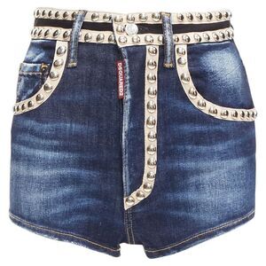 Dsquared2 silver dome studs washed denim trim hot shorts
